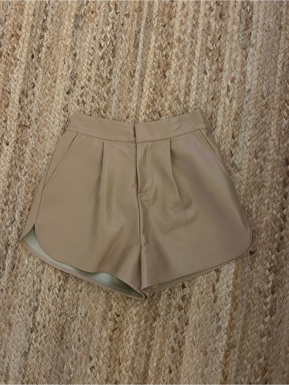 GREY LAB High-Waist Faux Leather Shorts - Taupe